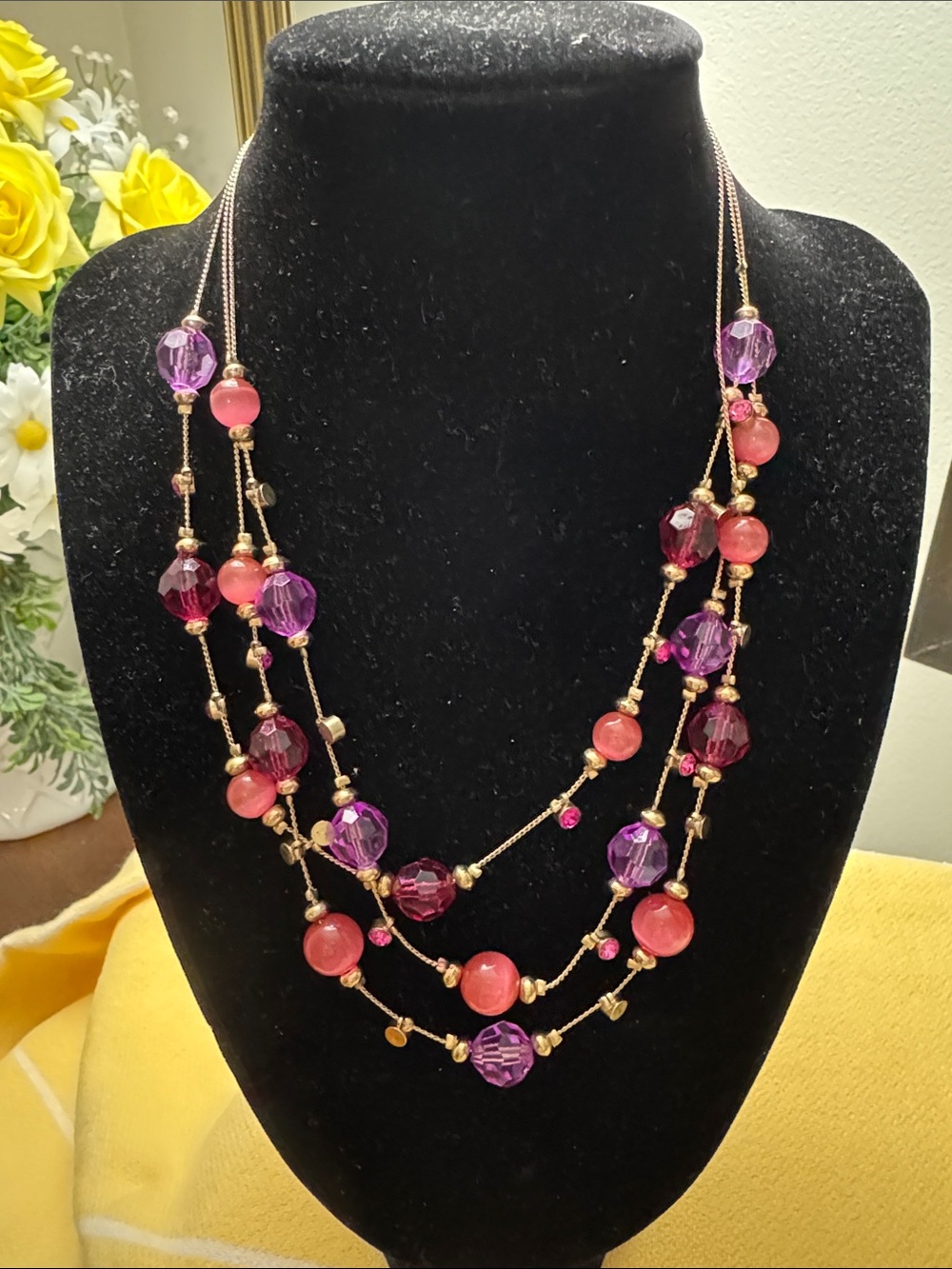Multi-Strand Pink & Purple Beaded Necklace - Elegant Women’s Jewelry